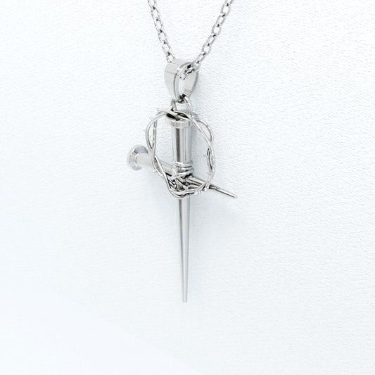 Sterling Silver Nail & Crown of Thorns Pendant