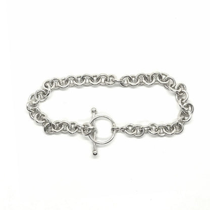 Silver chain bracelet on a white background