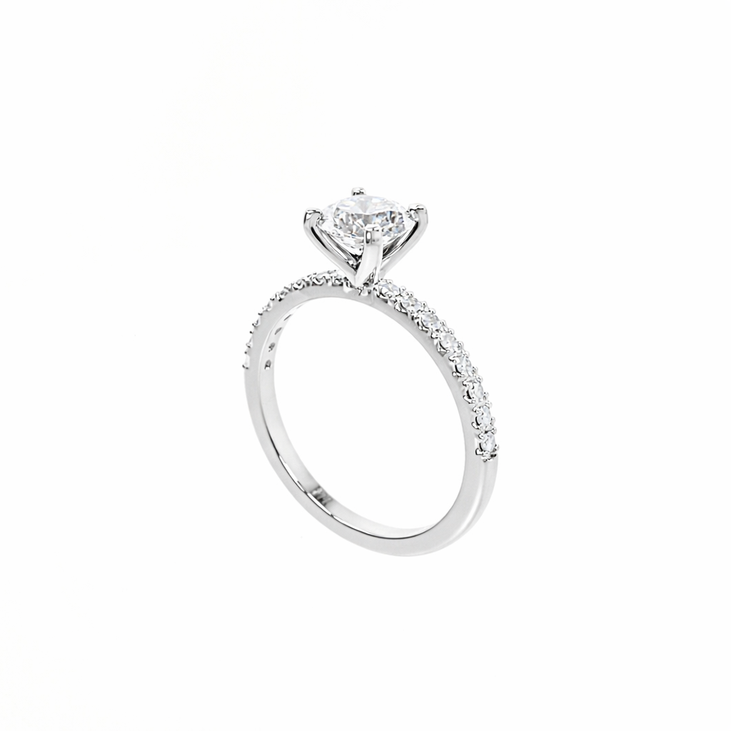 Diamond ring with a white background