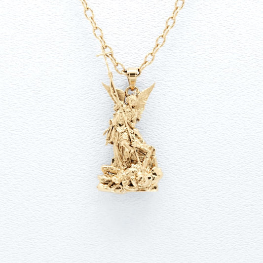 Archangel Michael Pendant - Solid Gold 10k or 14k