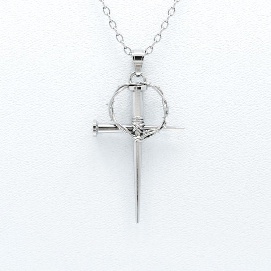 Sterling Silver Nail & Crown of Thorns Pendant
