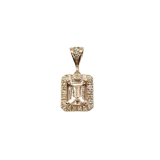Custom Ordered 14k Rose Gold Morganite Pendant with Natural Diamonds