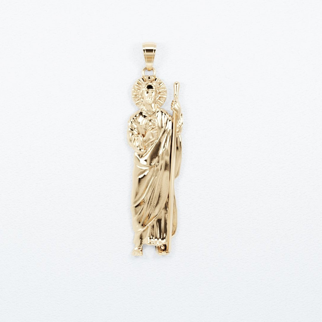 San Judas / Saint Jude Solid Gold Pendant 10k or 14k
