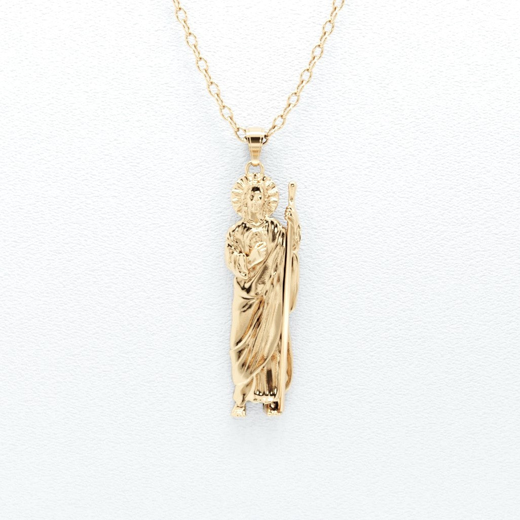 San Judas / Saint Jude Solid Gold Pendant 10k or 14k